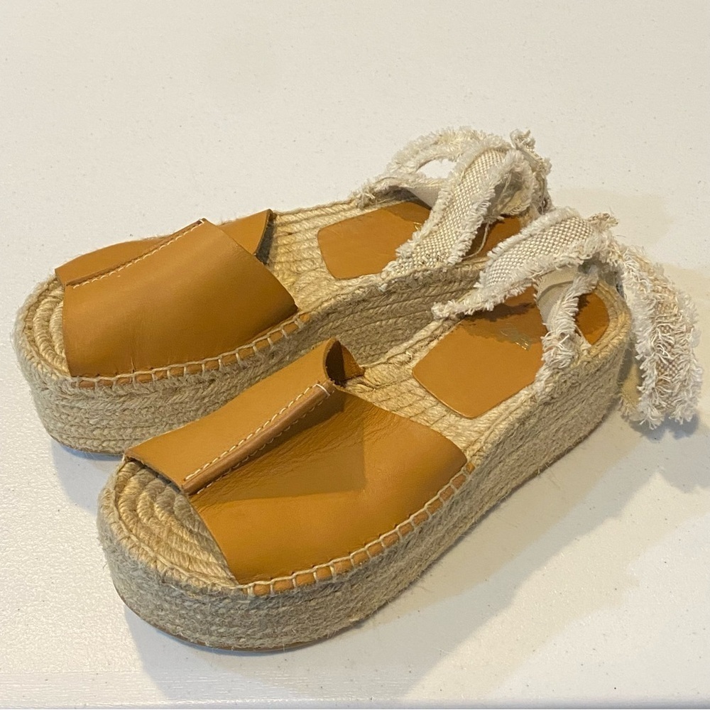 ZARA Platform Espadrilles Sandal Tan - Picture 6 of 16
